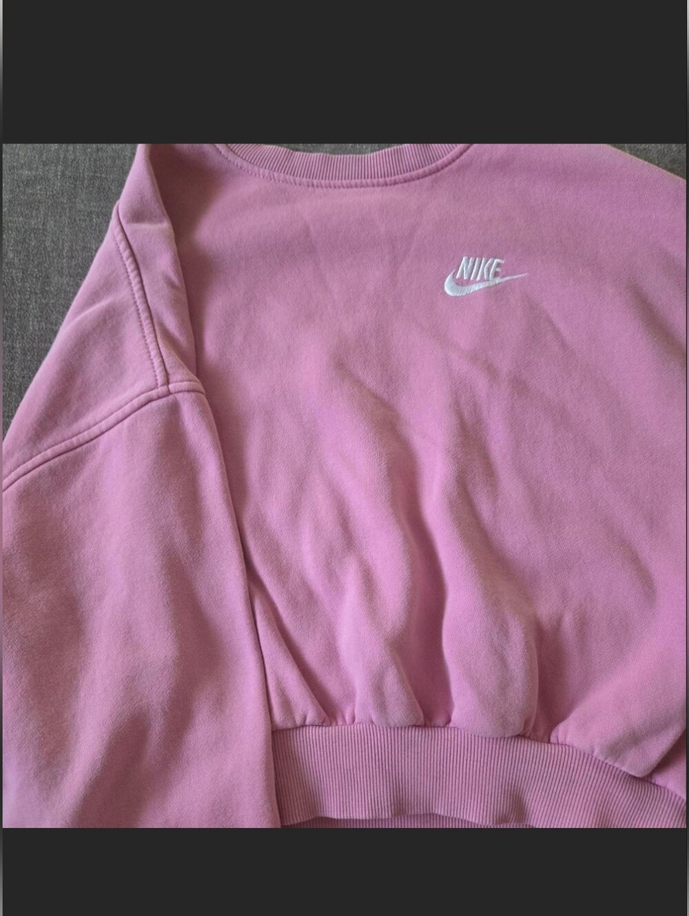 Nike Pink Cropped Crew Sweatshirt with White Swoosh